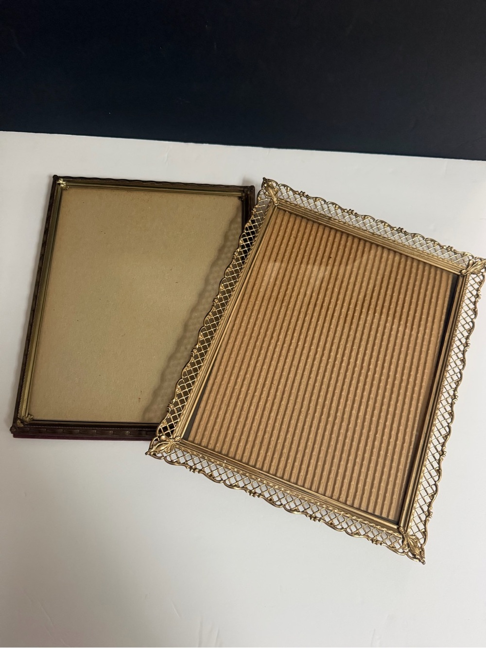 Ornate Metal Picture Frame 8x10” Gold Tone Easel Lot of 2
